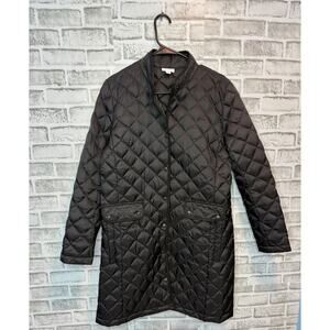 J.Jill Quilted Longline Down Jacket Women’s Small Black Light Puffer Coat